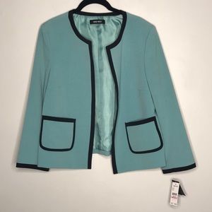 Nine West Framed Jacket Career Blazer Black Trim